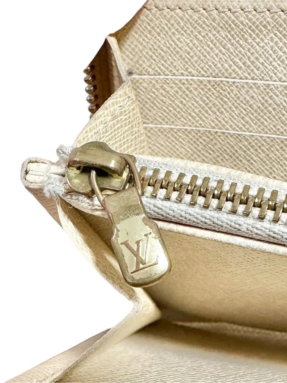 Louis Vuitton Damier Azur Leather Large Zip Around Zippy Wallet with Dust Bag